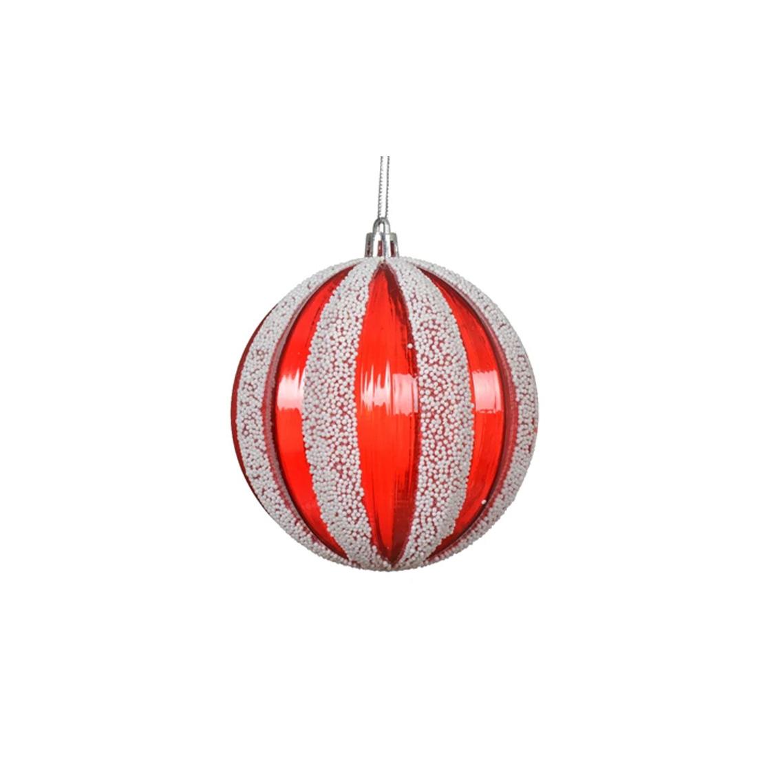 Red White Stripe Ball Ornament