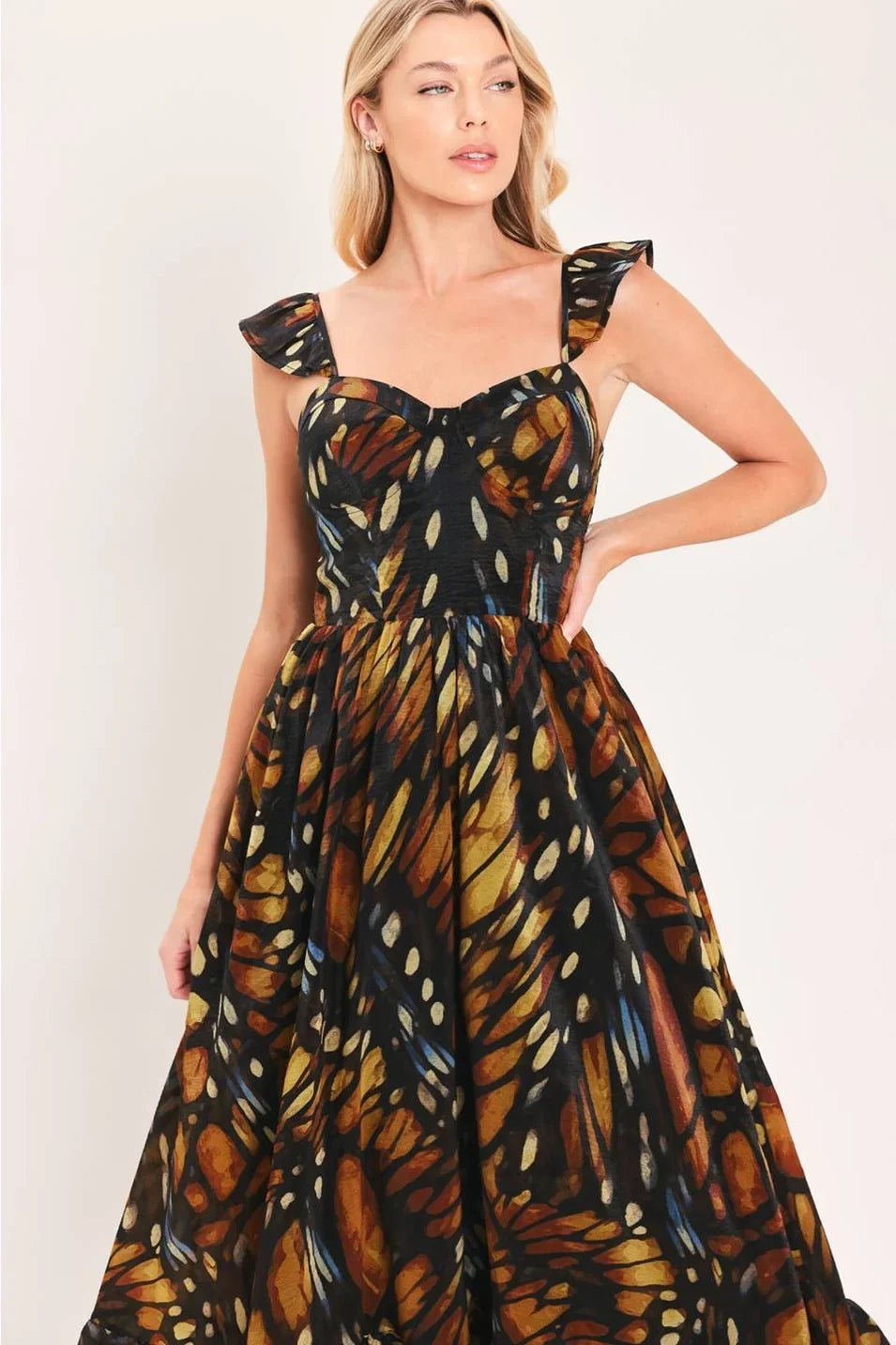 PRINTED WOVEN MAXI DRESS