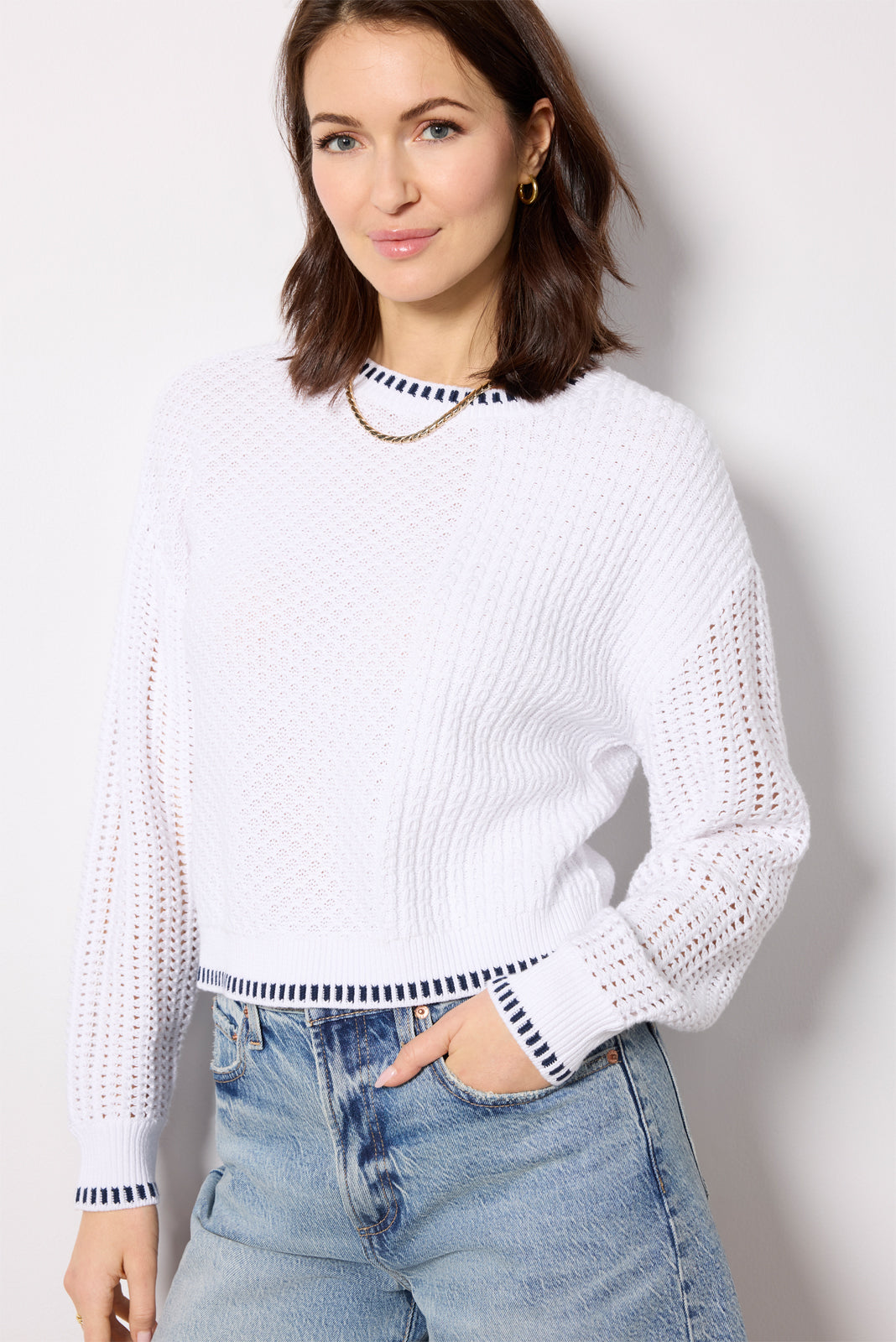 Uma Mixed Stitch Crew Neck