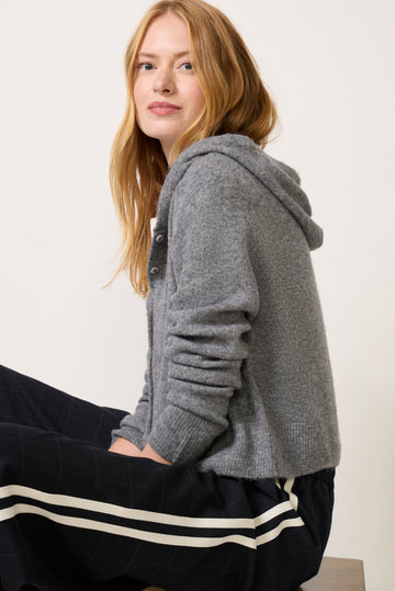 Mason Button Front Hoodie Cardigan