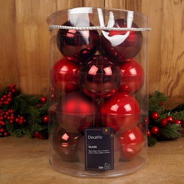 Glass Red Ball Ornament X16 Tube
