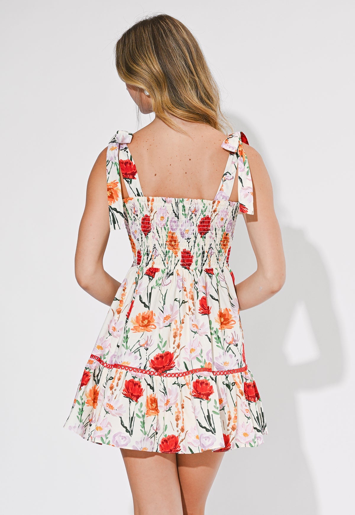 WRENLEE FLORAL FIT & FLARE MINI DRESS