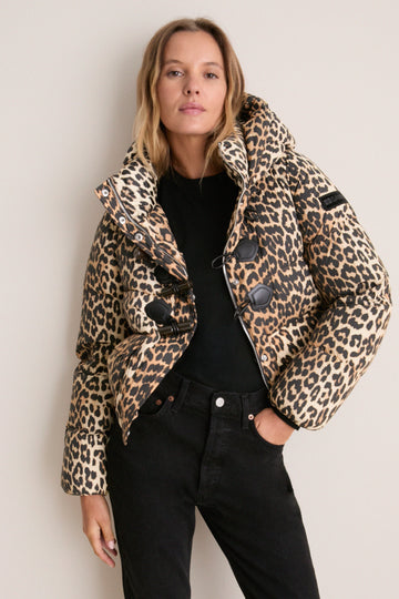 Almond Milk Future Nylon Printed Quilt Mini Puffer