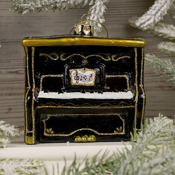 3.5Inch Glass Black Piano Ornament