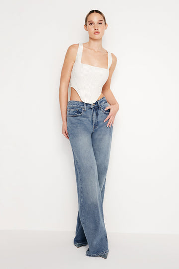 POPLIN CORSET TOP | PUTTY PENCIL STRIPE003