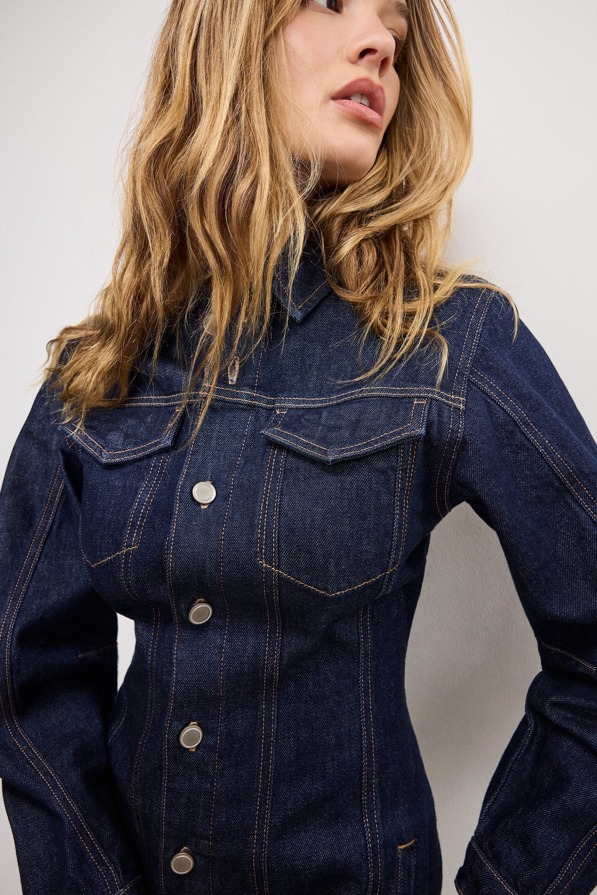 BARREL LONG SLEEVE MINI DRESS | INDIGO982