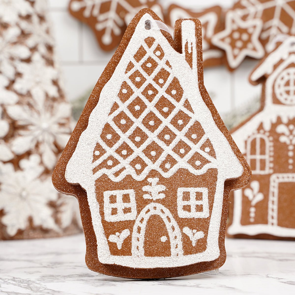 Glitter Gingerbread House Ornaments