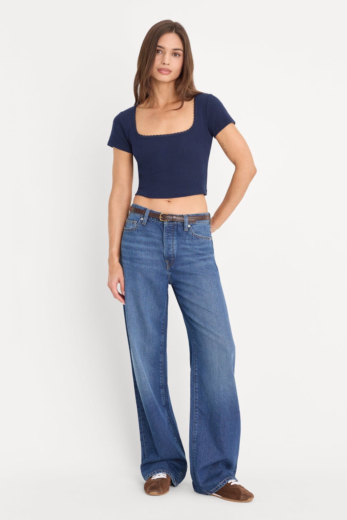 THE POINTELLE SQUARE NECK TOP | HORIZON INK