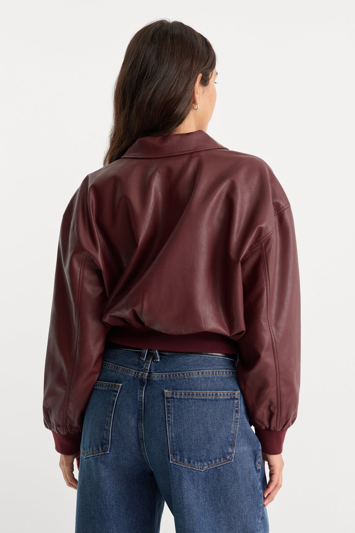 THE BETTER THAN LEATHER BOMBER JACKET | BERRY NOIR