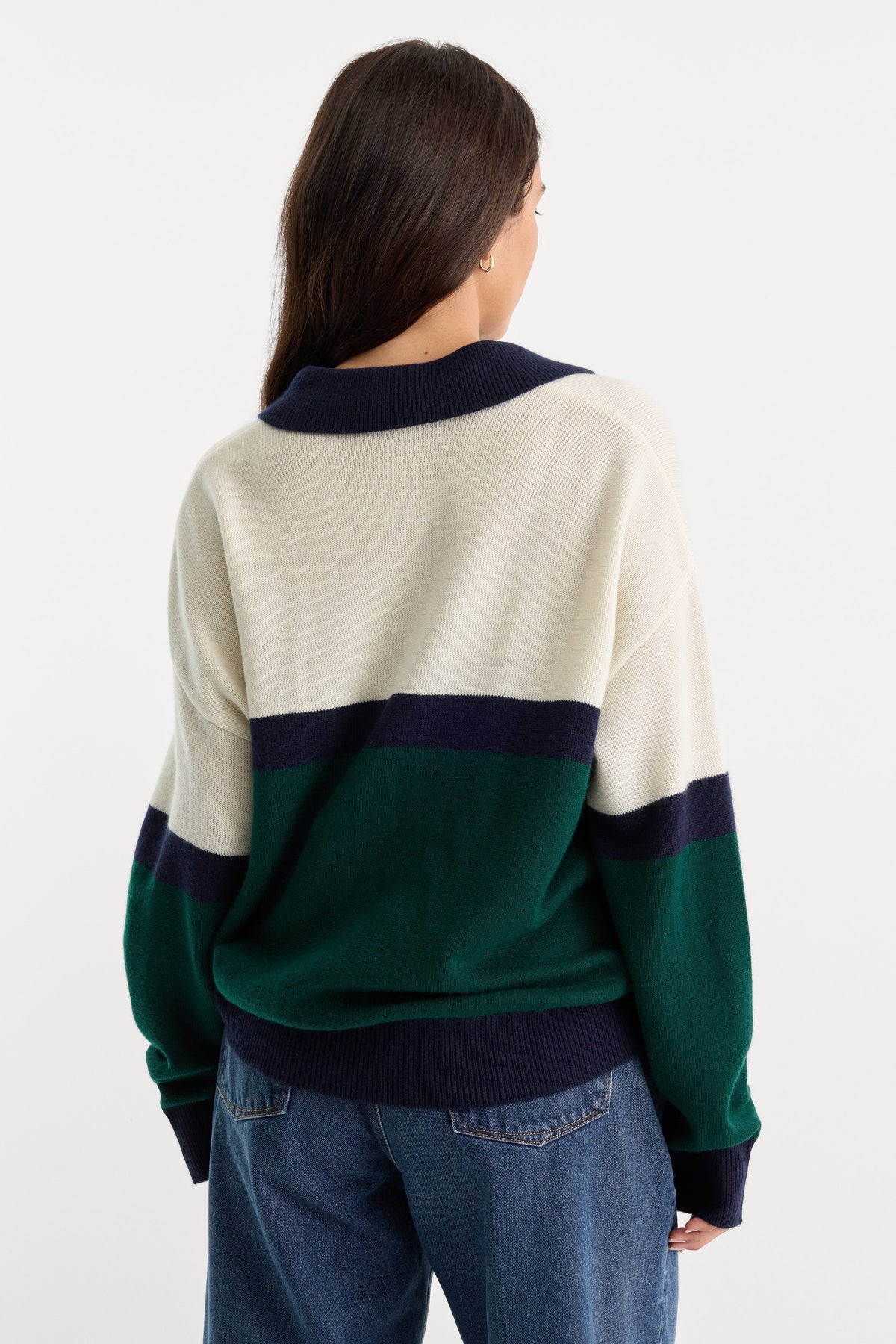 THE OVERSIZED RUGBY SWEATER | FOREST BLOCKED STRIPE