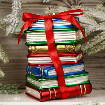 4.5Inch Glass Book Stack Ornament