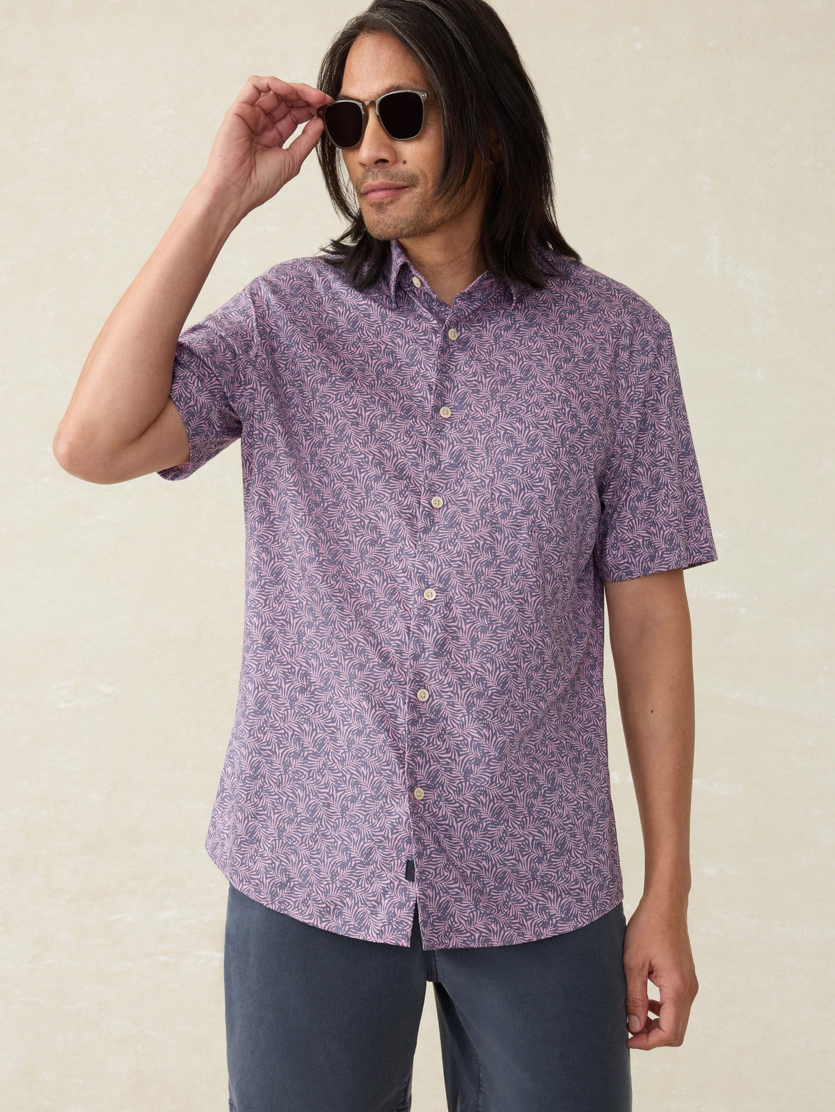 Short-Sleeve Movement Monterey Shirt - Lavender Sky Canopy