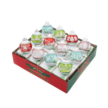 FF Signature Flocked Round Ornaments 12 Count