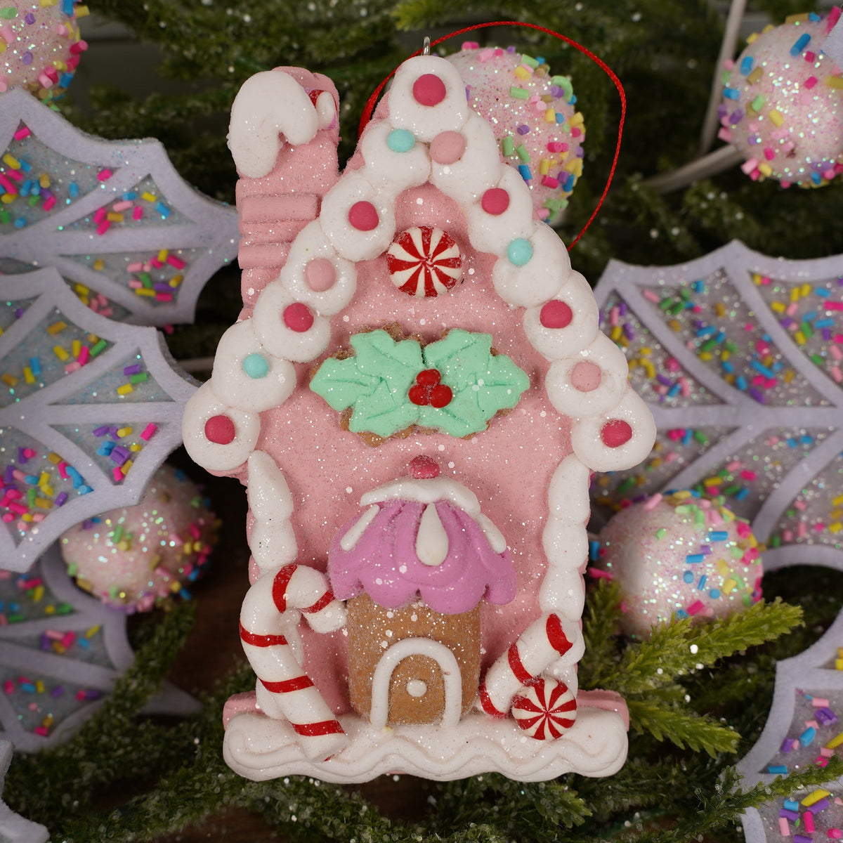 Pink Dough Gingerbread House Ornament