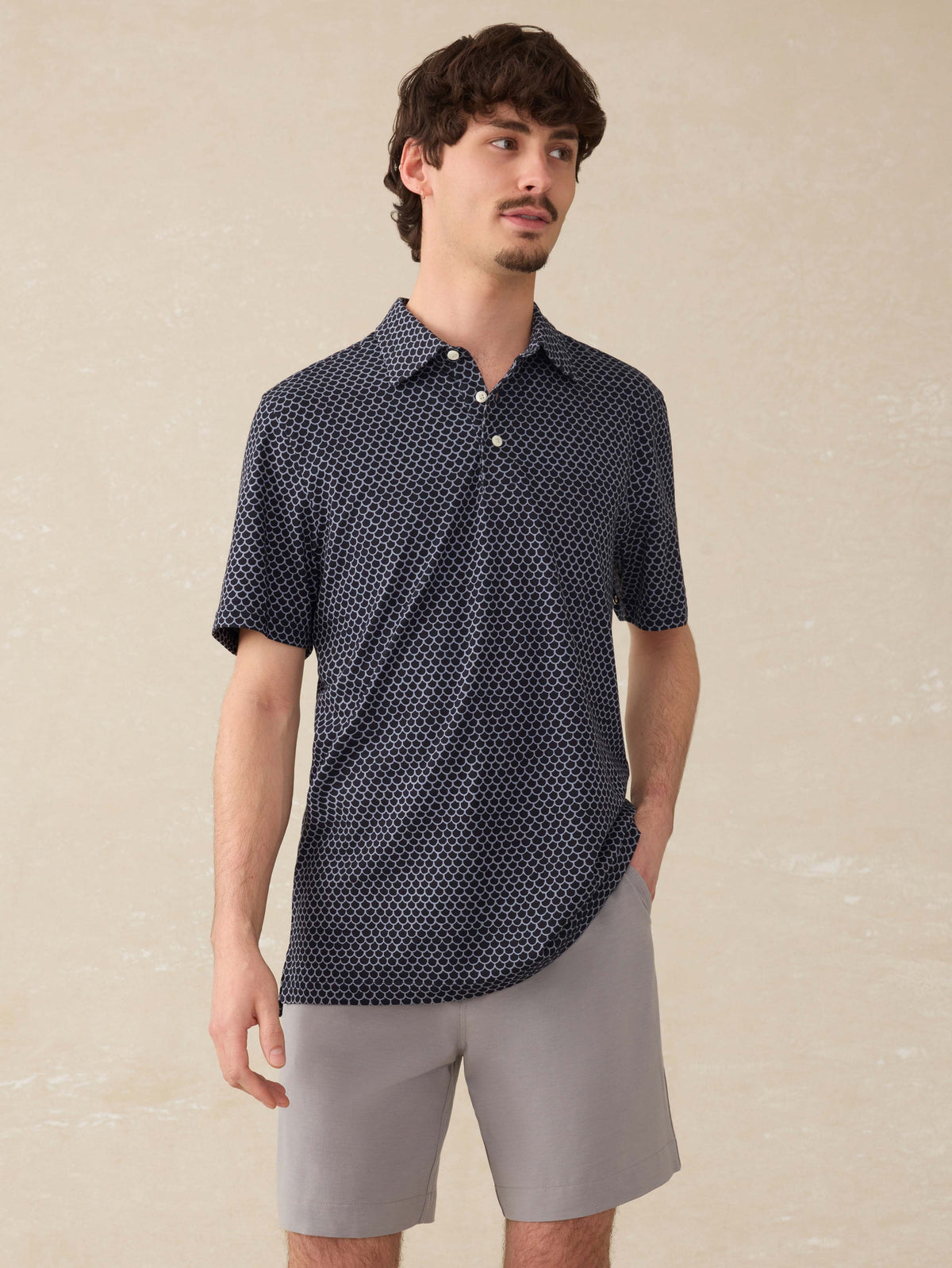 Short-Sleeve Movement Pique Polo - Midnight Fishscale