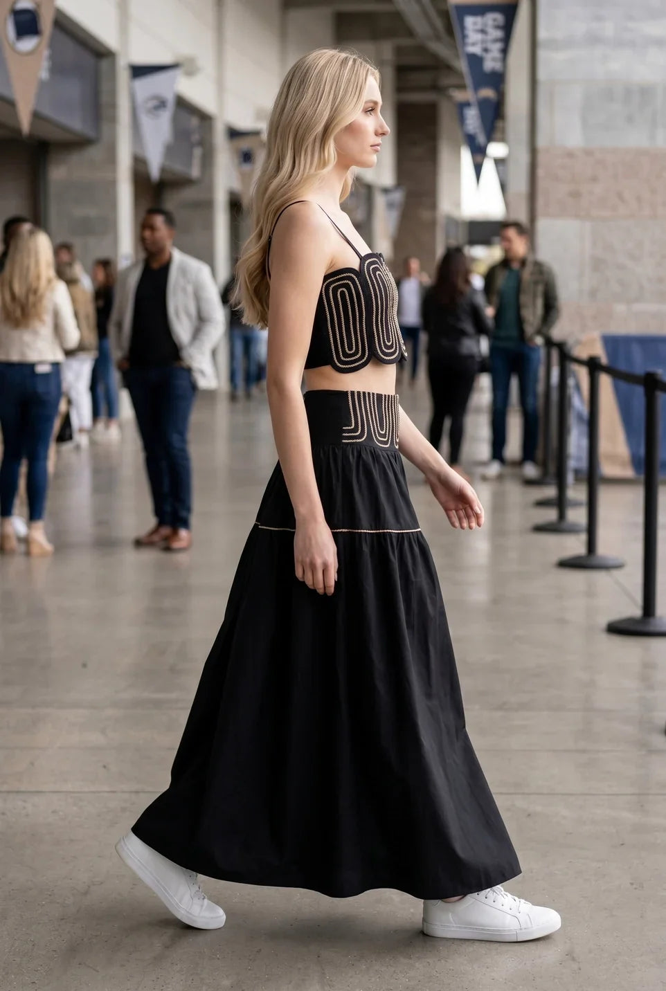 EXCLUSIVE LACE TRIMMED TOP & SKIRT SET