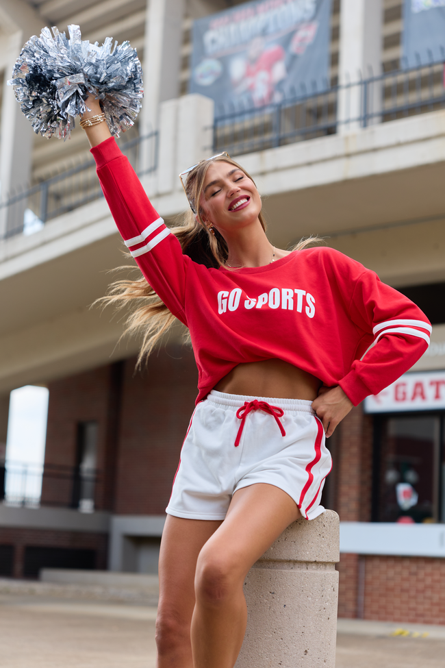 Rally Ready Red/White Varsity Trim Shorts