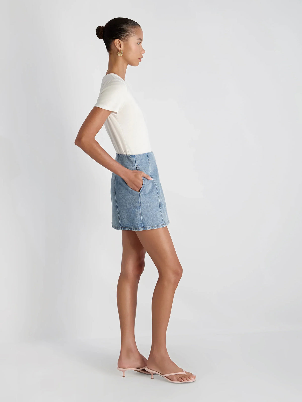 90S DENIM MULTI SEAM MINI SKIRT