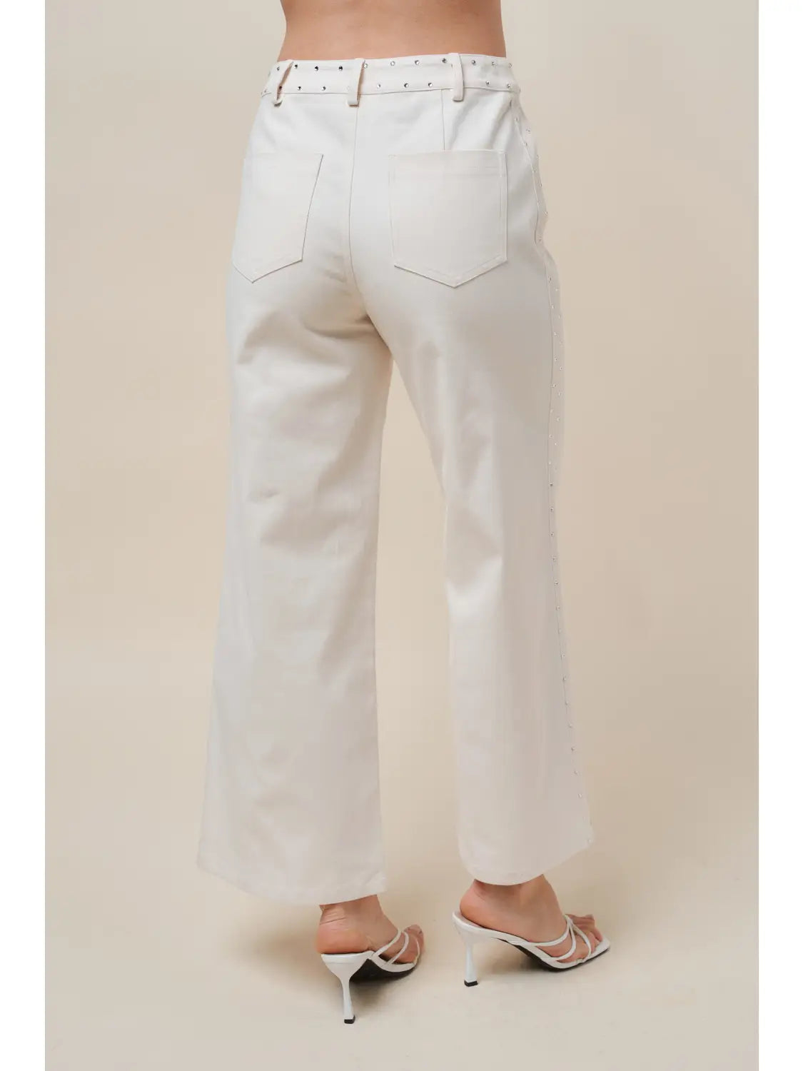 SIDE RHINESTONE DETAILED STRETCH PANTS