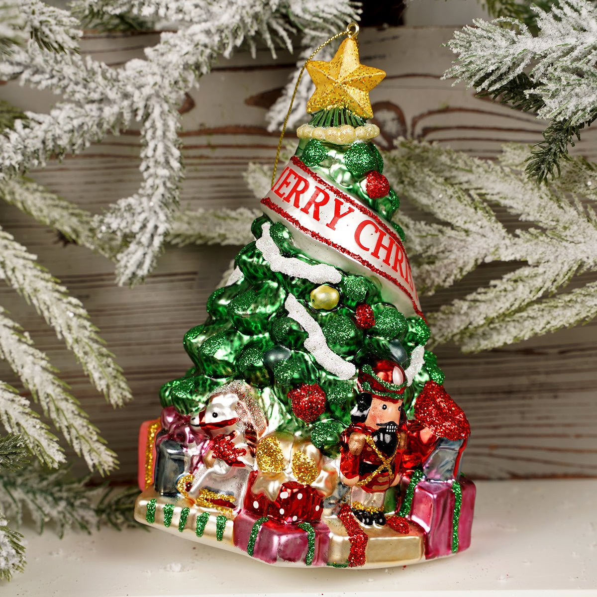 Glass Merry Christmas Tree Ornament
