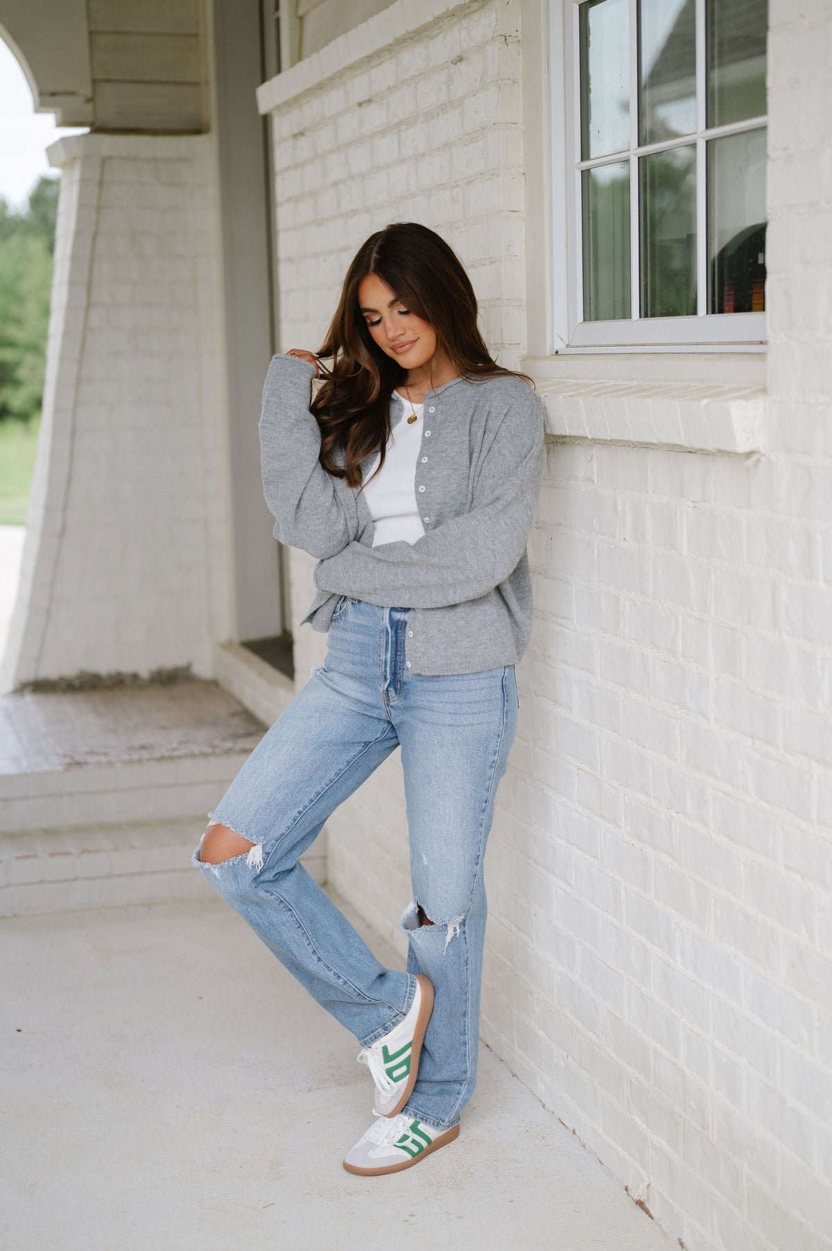 Victoria Cardigan-Heather Grey