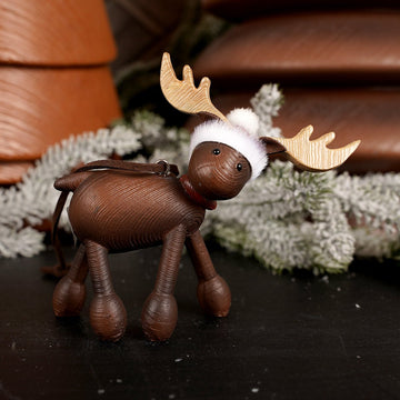 Brown Christmas Reindeer Wood Ornament