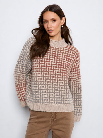 Mock Neck Knit Sweater - Multicolor