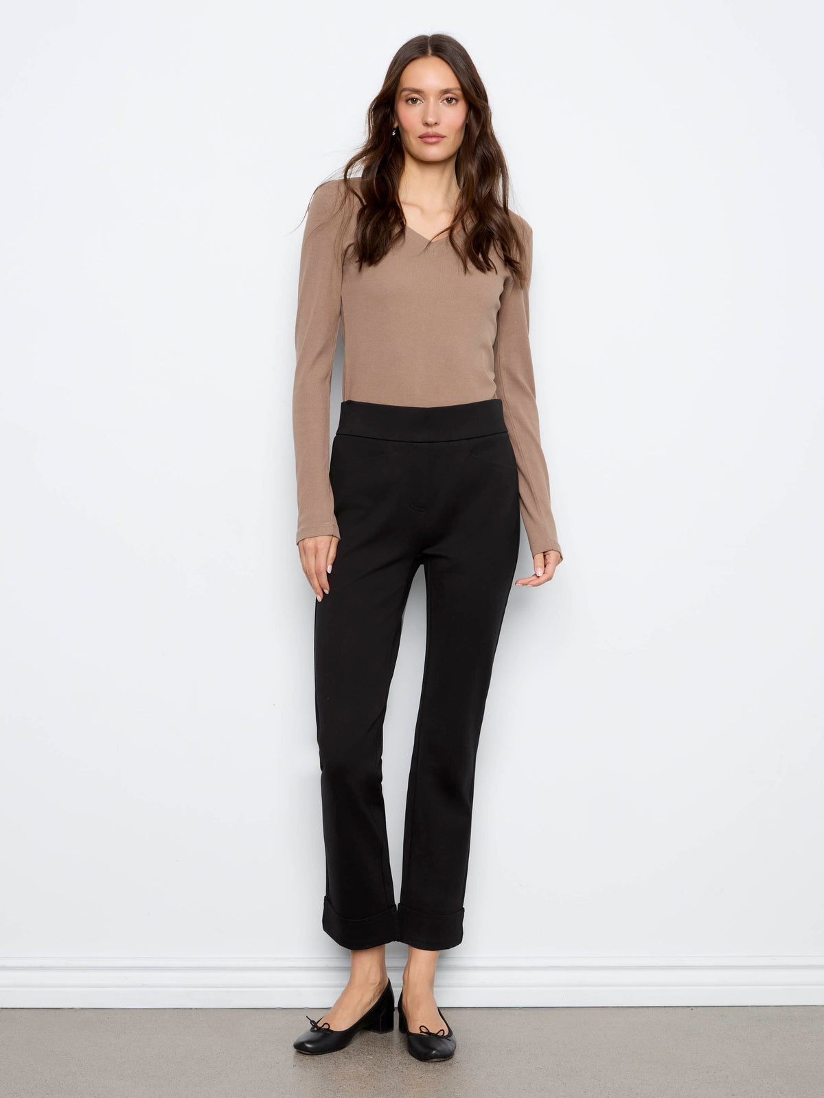 Cuffed Ponte Pants - Black