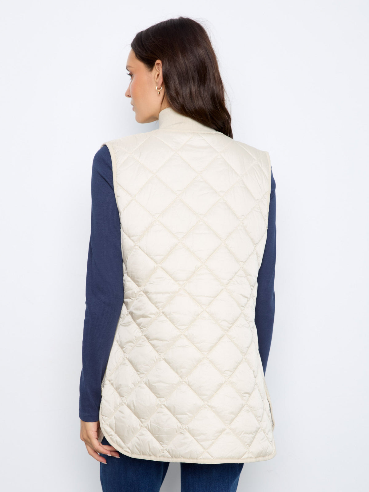 Irridescent Printed Reversible Quilted Vest - Pearl