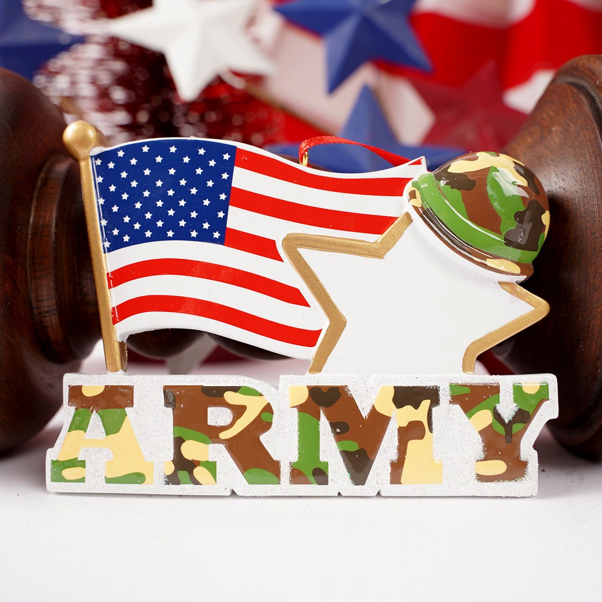 Army American Flag Star Ornament