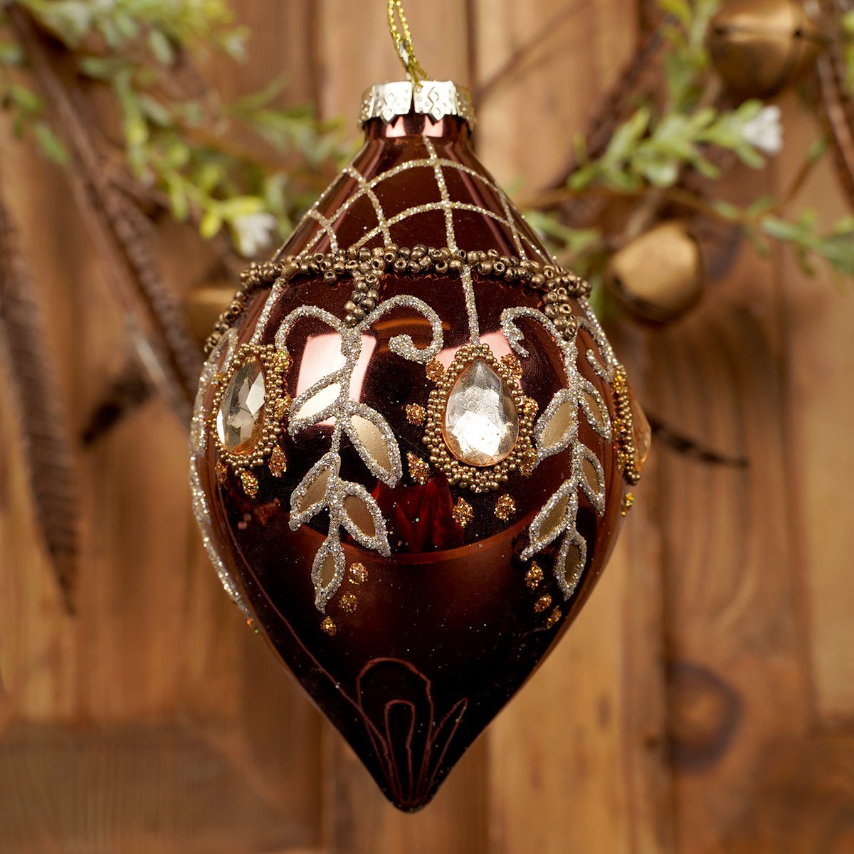 Burgundy Leaf Finial Christmas Ornament