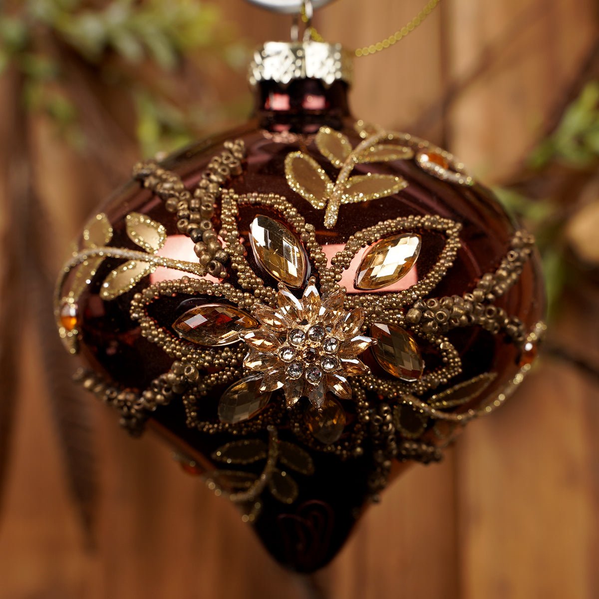 Burgundy Floral Onion Christmas Ornament