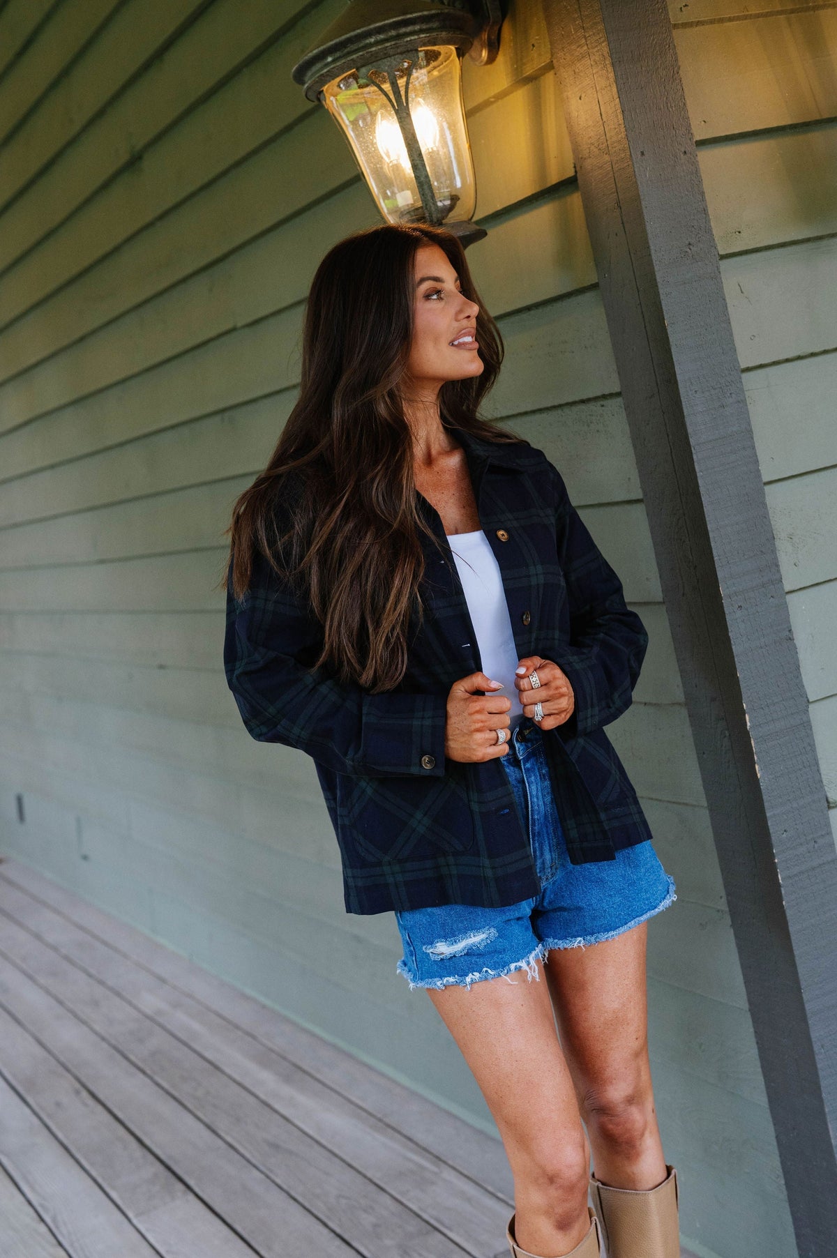 Elizabeth Plaid Jacket-Navy