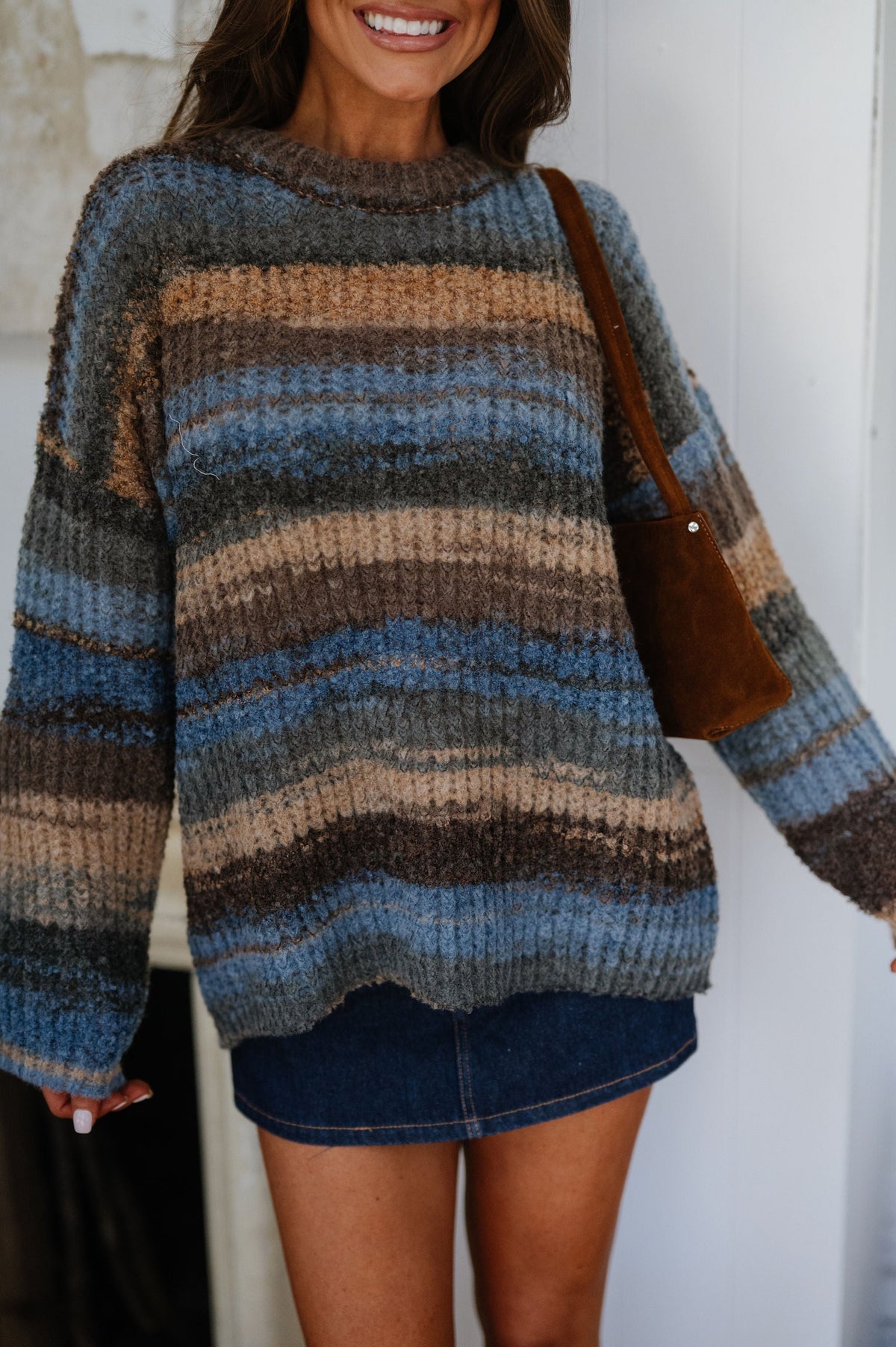 Charlotte Knit Striped Sweater-Brown/Blue