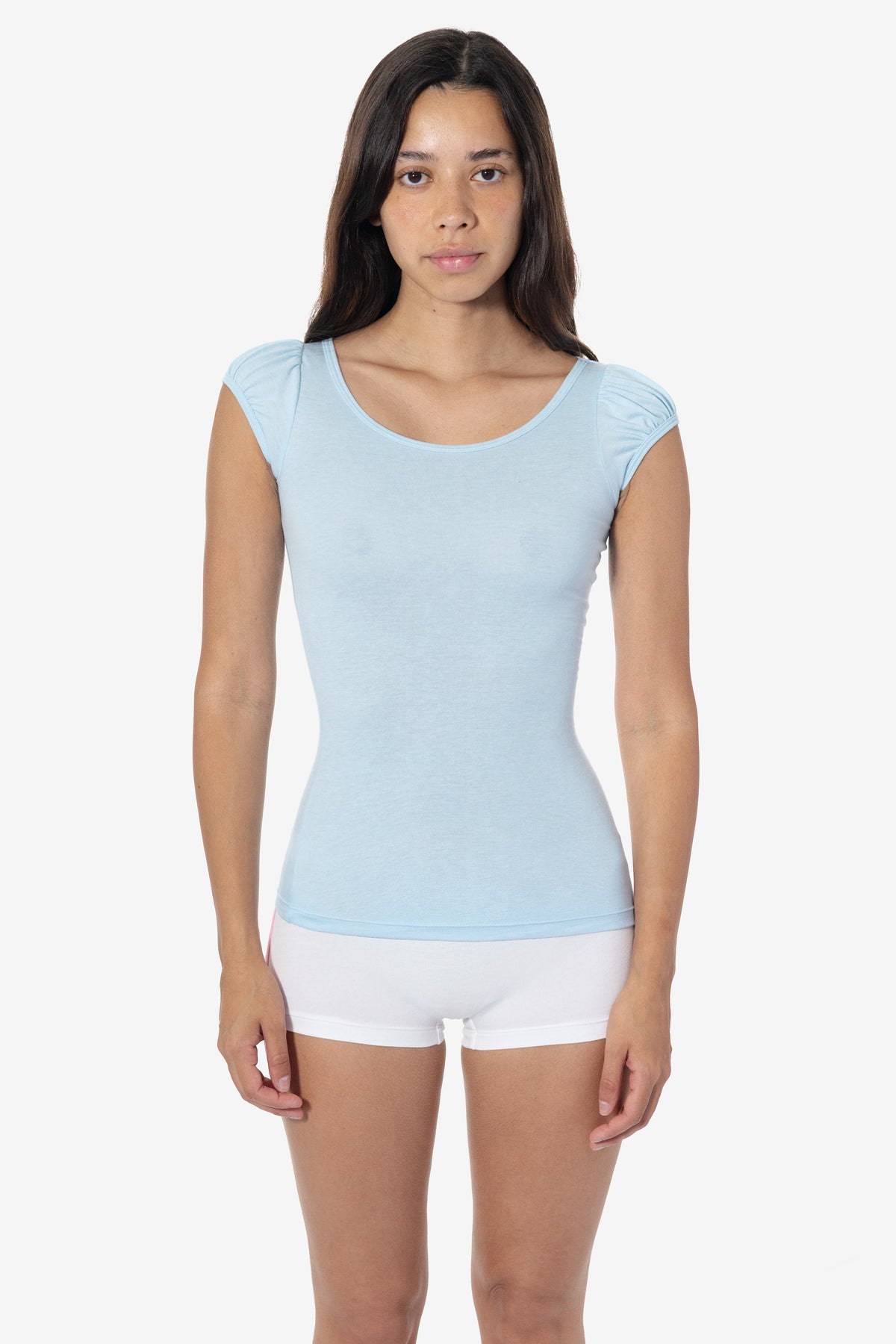 FF382 - Poly Cotton Cap Puff Sleeve Top