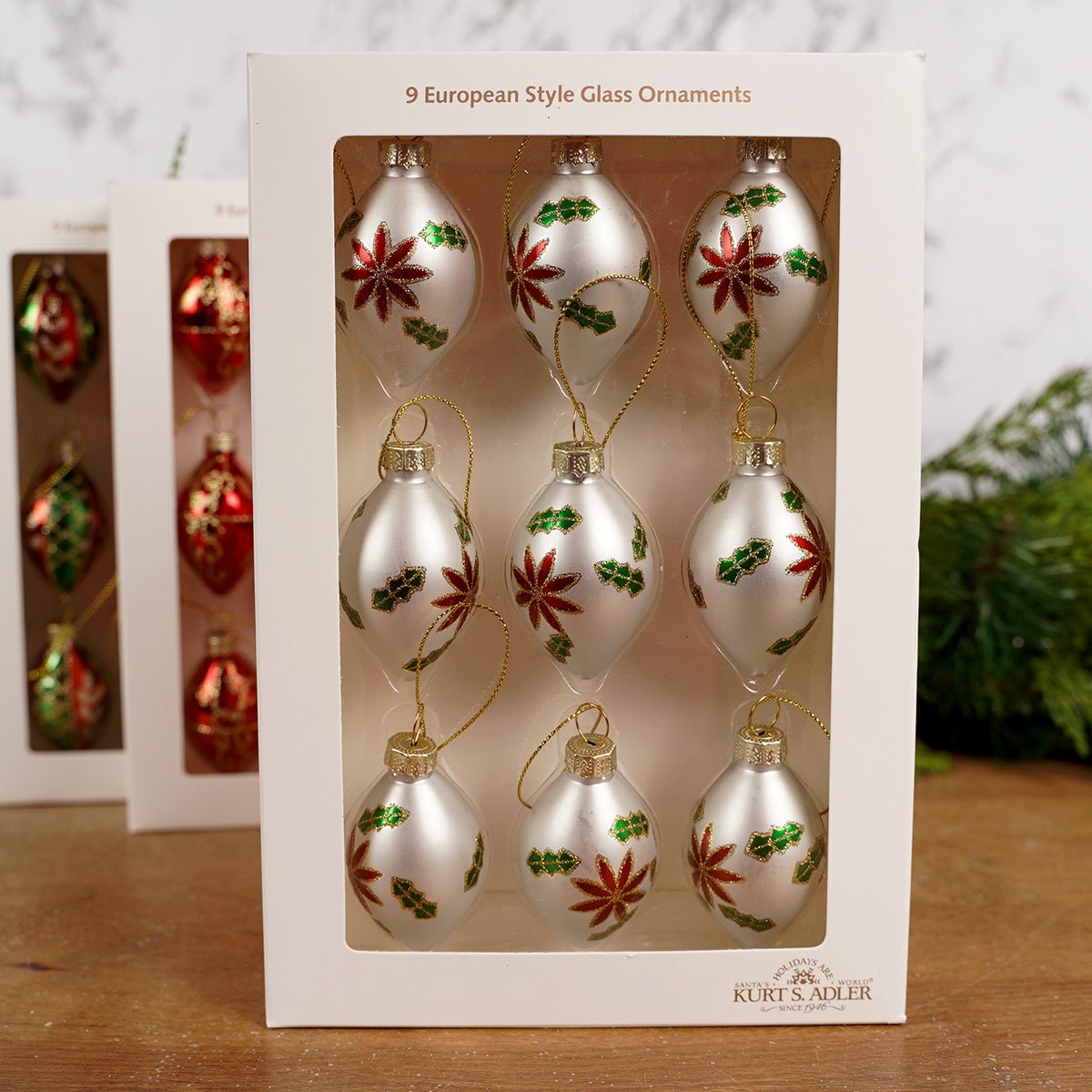 Mini Glass Drop Ornament Set of 9