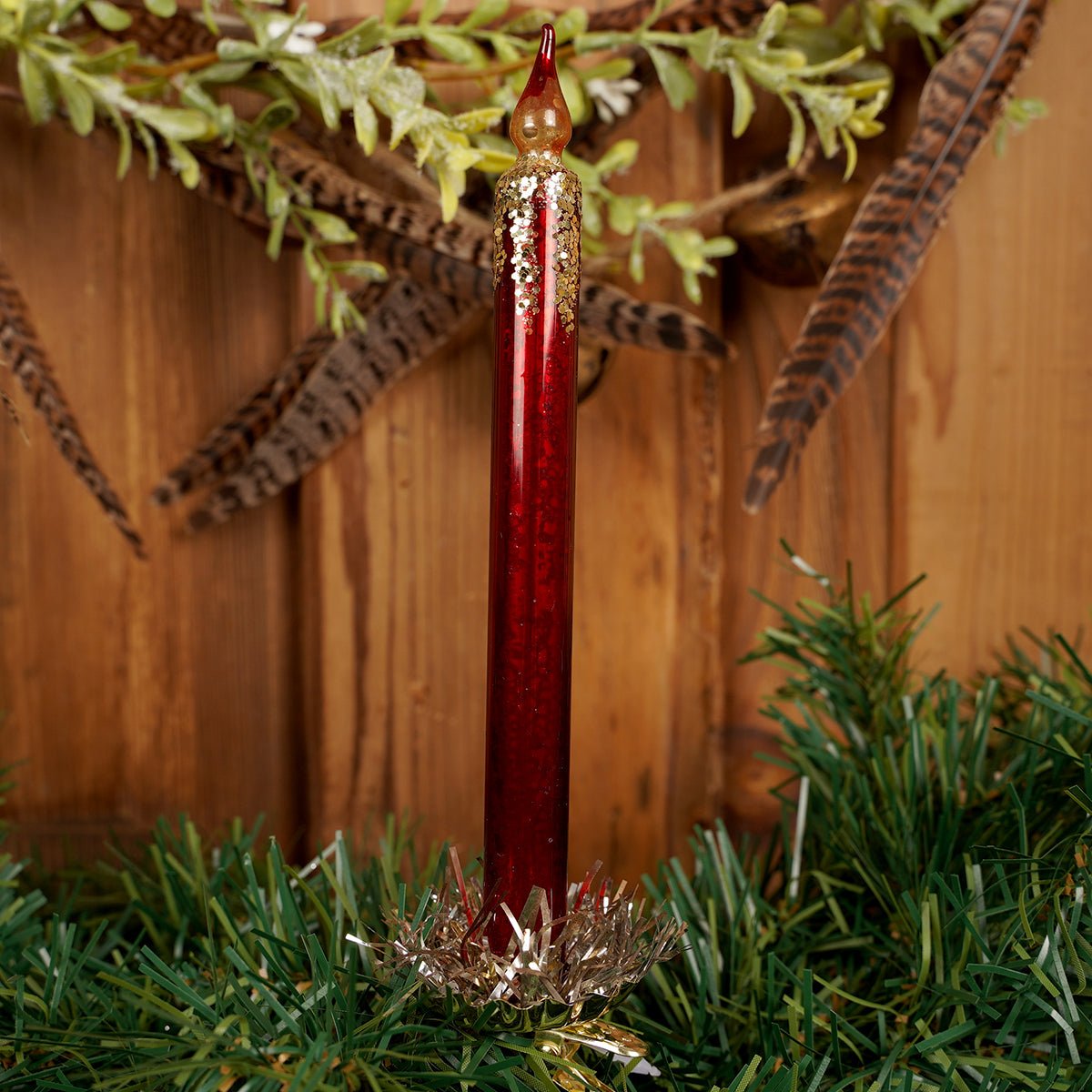 Red Gold Candle Clip Christmas Ornament