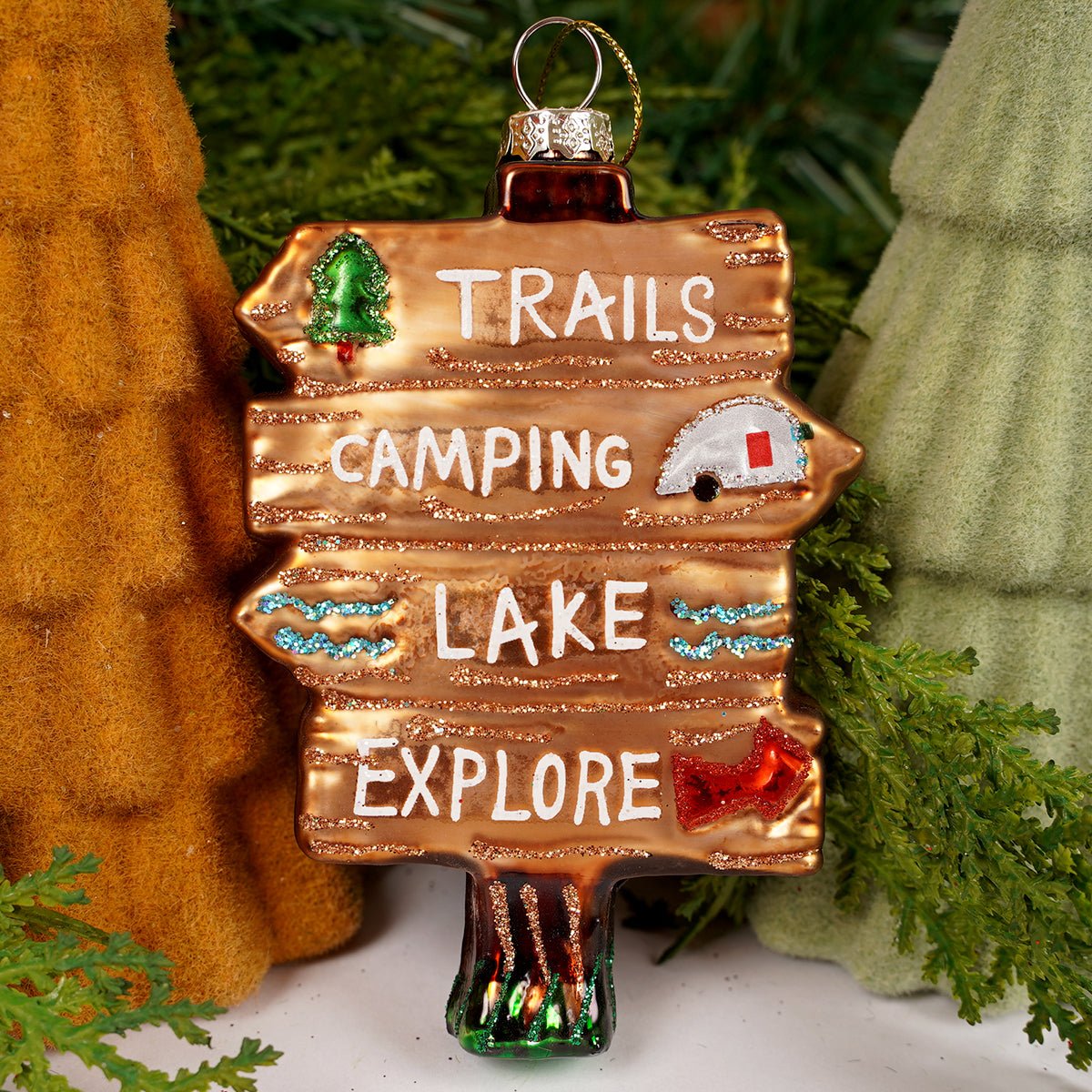 Glass Camping Trails Christmas Ornament