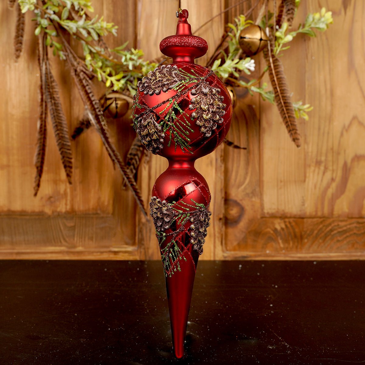 11.5Inch Red Pine Finial Ornament