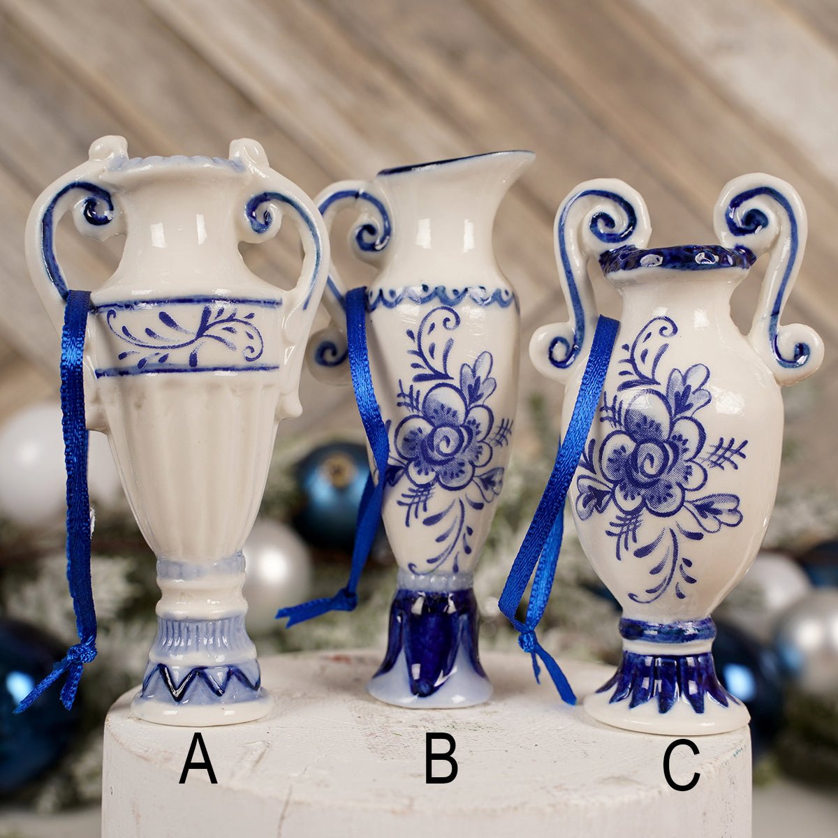 Delft Blue And White Vase Ornament