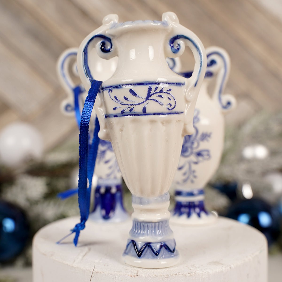 Delft Blue And White Vase Ornament