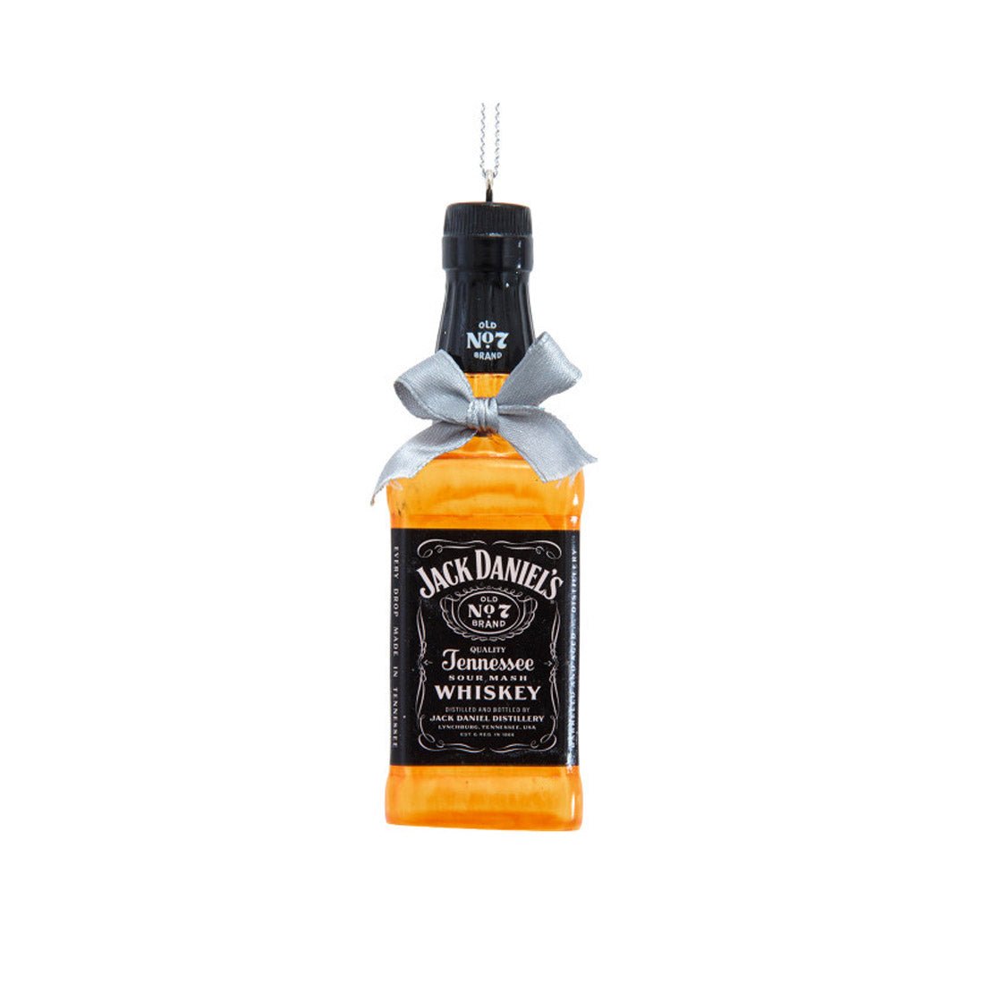 Jack Daniels Bottle With Bow Ornament