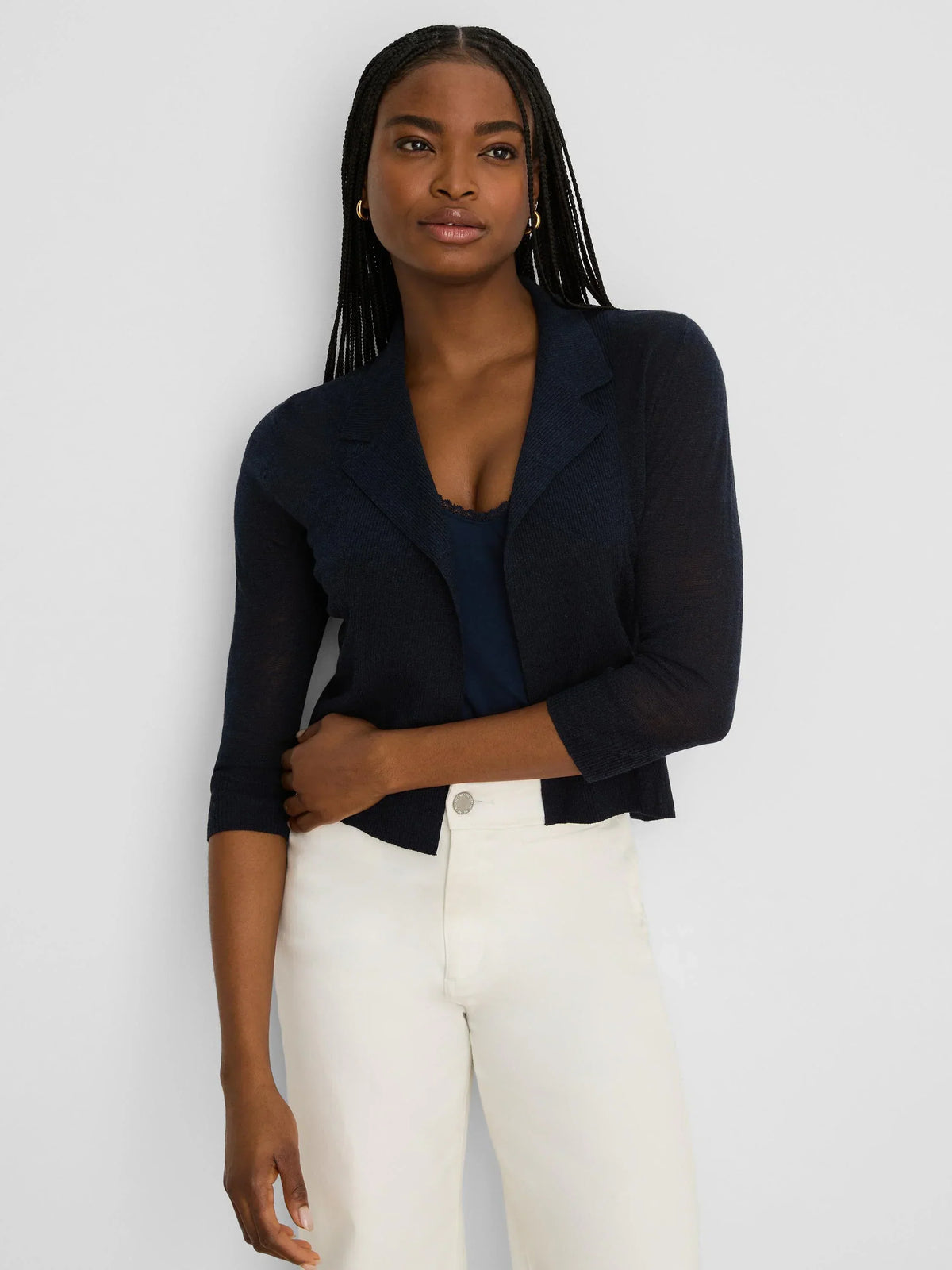 FEATHERKNIT COLLARED CARDIGAN