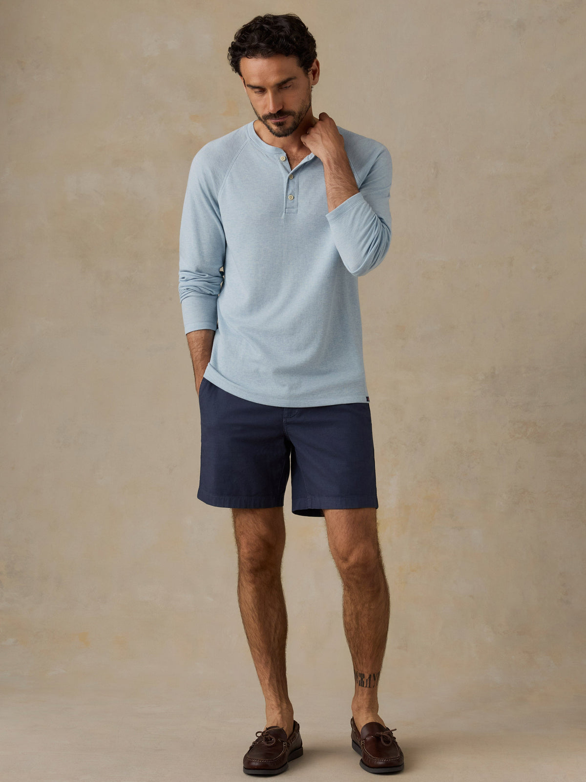 Long-Sleeve Cloud Henley - Arctic Blue Heather