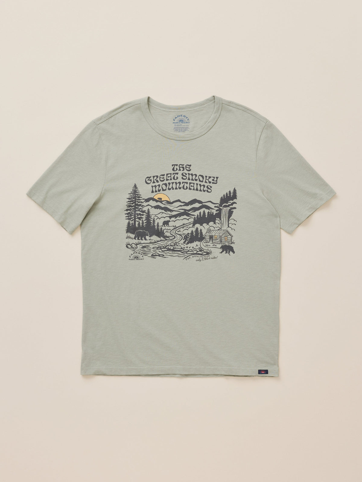 Faherty x Parks Project Great Smoky Mountains Short-Sleeve Sunwashed Regenerative Tee - Summer Sage