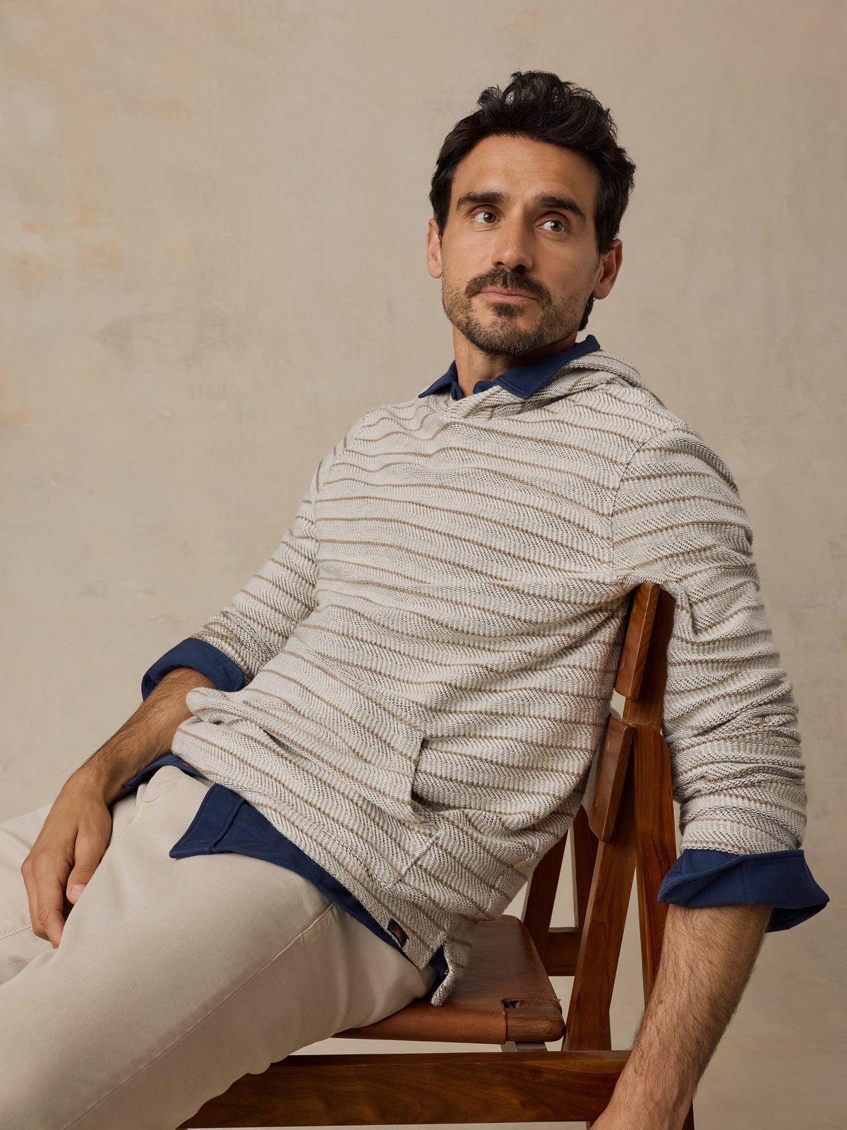 Whitewater Hoodie - Stone Brown Stripe