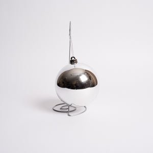 140mm Silver Shiny Ball Ornament Box Of 2