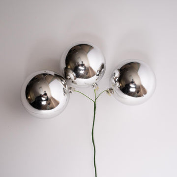 80mm Silver Shiny Stem Bunch Of 3