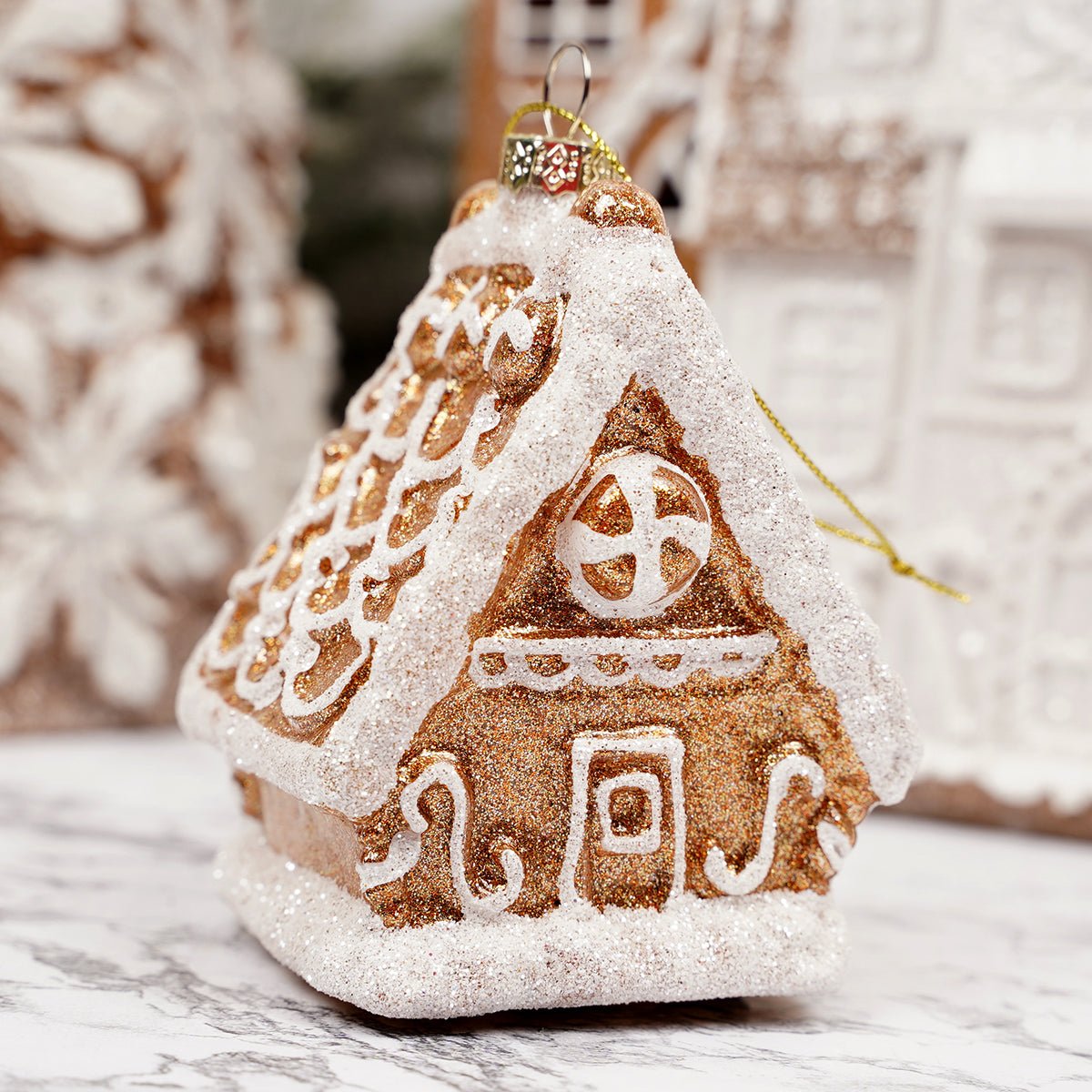 Glass Gingerbread House Christmas Ornament