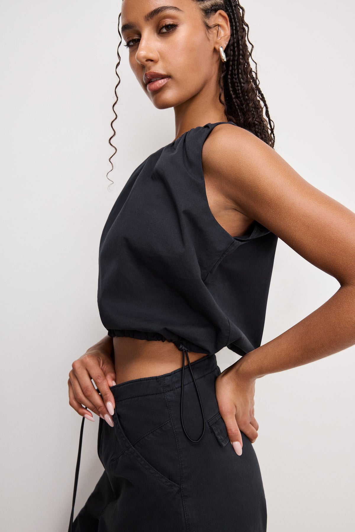 TWILL PARACHUTE BUBBLE TOP | BLACK001